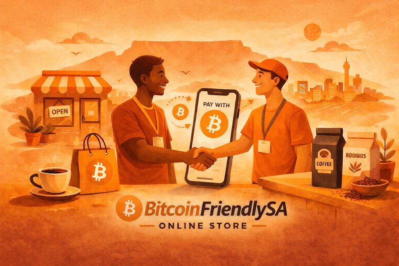 BitcoinFriendlySA online store launch South Africa.