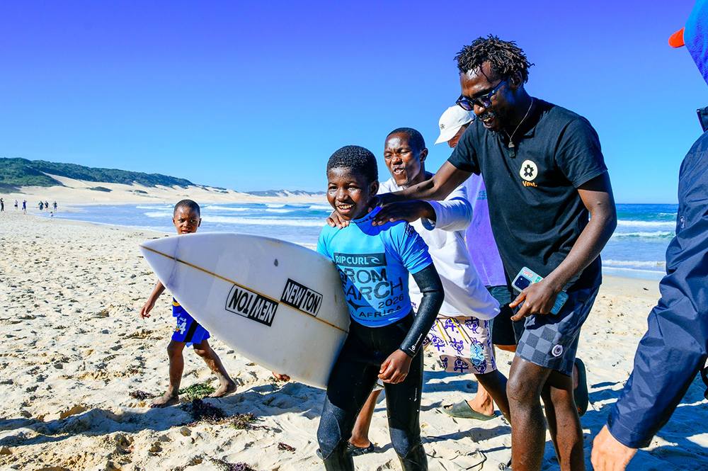 11-year-old Avethandwa Mosikare from The Surfer Kids scores historic 2nd place at the Rip Curl Grom Search in Port Alfred.