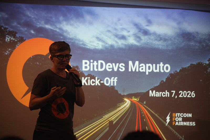 The first BitDevs Maputo meetup, hosted by Bitcoin Famba and Bitcoin For Fairness with educator Anita, drew ~63 attendees in March 2026.