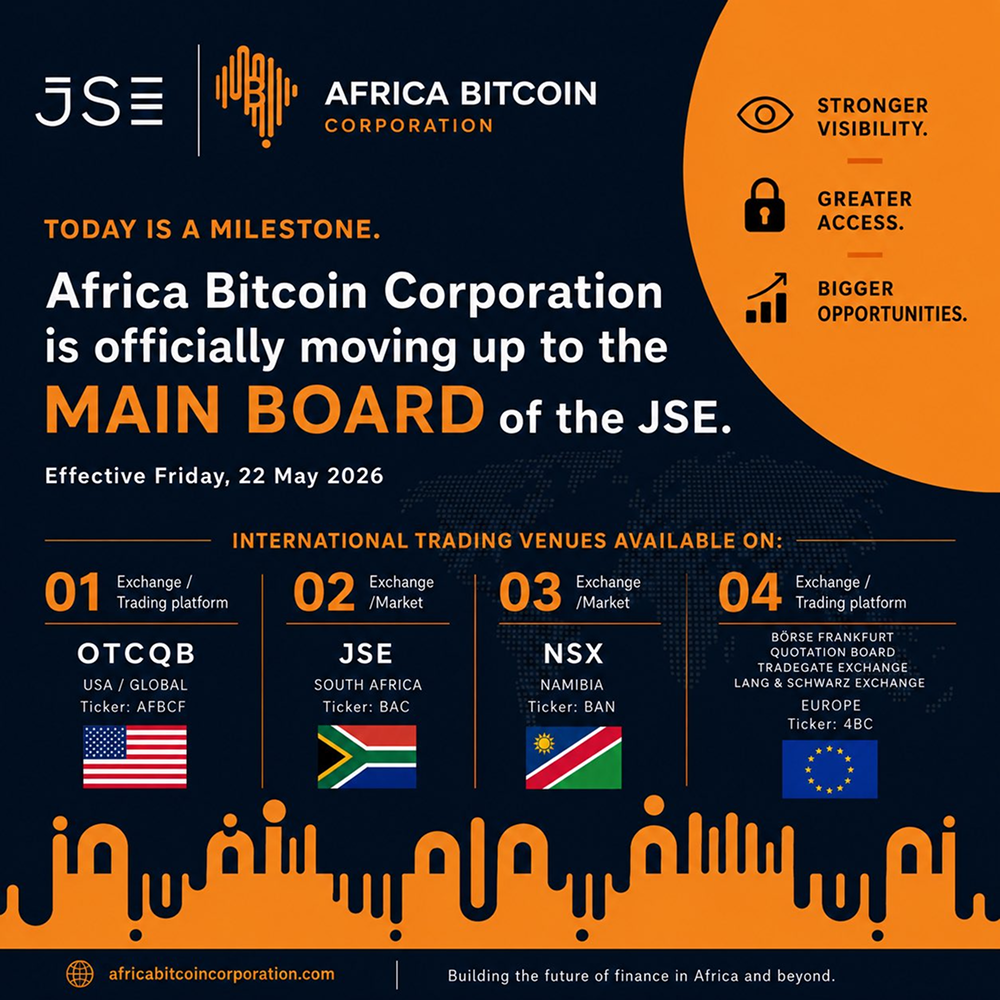 Africa Bitcoin Corporation (ABC) has officially uplisted from the JSE AltX to the Johannesburg Stock Exchange Main Board.