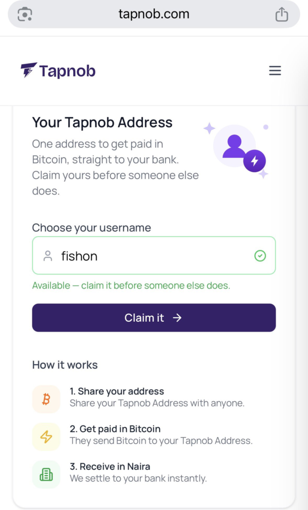 Tapnob, the fast-growing African payment platform for Bitcoin, stablecoins, and fiat, has just unveiled Tapnob Address