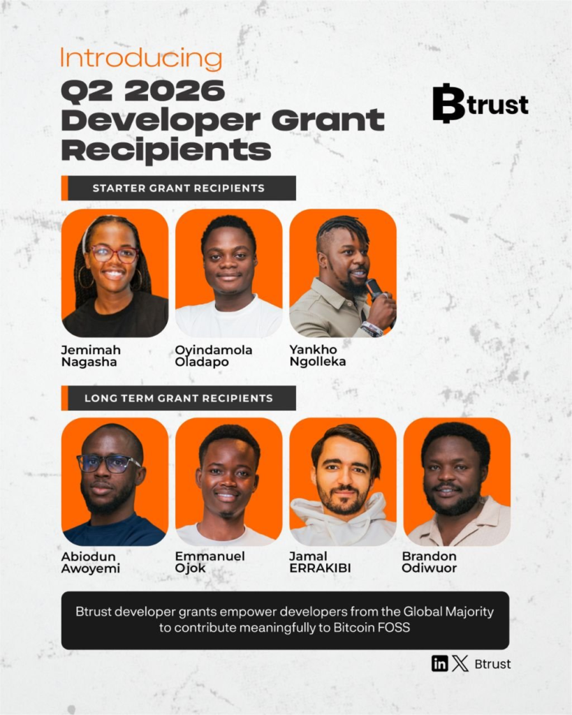 Btrust Q2 2026 developer grant recipients