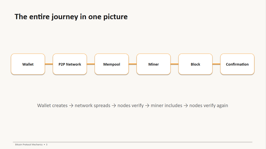 Screenshot from BitDevs Ibadan’s first virtual meetup showing a Bitcoin transaction lifecycle slide on Jitsi