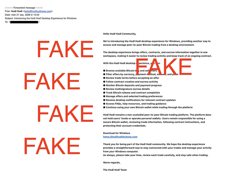Hodl Hodl official security warning about fake desktop app phishing emails